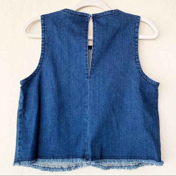 Bcbgeneration Frayed Denim Top Blue Med Wash S NWT - Picture 4 of 15